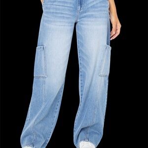 Celebrity Pink Light Blue Wide Leg Jeans Sz XL Y2K Style Denim